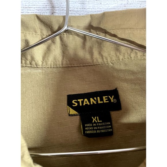 Stanley Men's XL Light Brown Short Sleeve Work Button Up Shirt - Picture 4 of 5